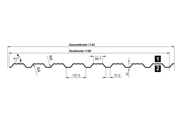 Trapezprofil T18 DR Matt-Grobkörnig 35 µm - Sonderaktion