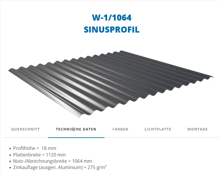 Sinusprofil 76/18  Sonderposten